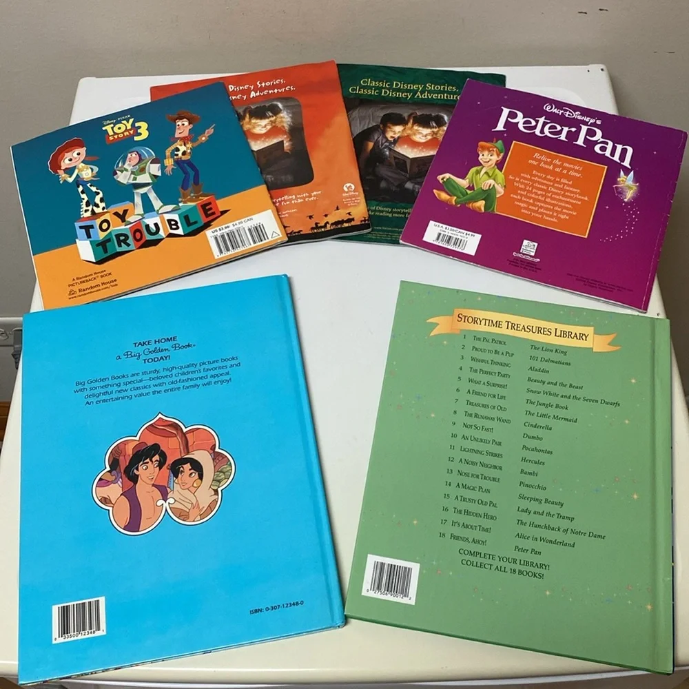 Disney 6-Book Set Bambi, Aladdin, Tarzan, Toy Story 3, Lion King 2, Peter Pan